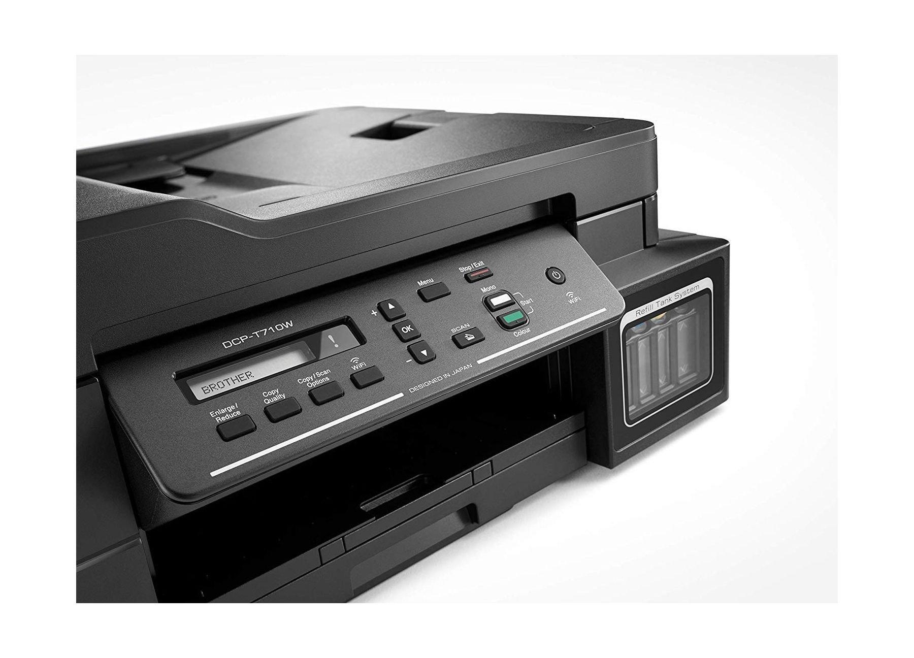 طابعة ٣ في ١ إنك جيت اللاسلكية بخاصية إعادة تعبئة خزانات الحبر من برزر (DCPT710W)