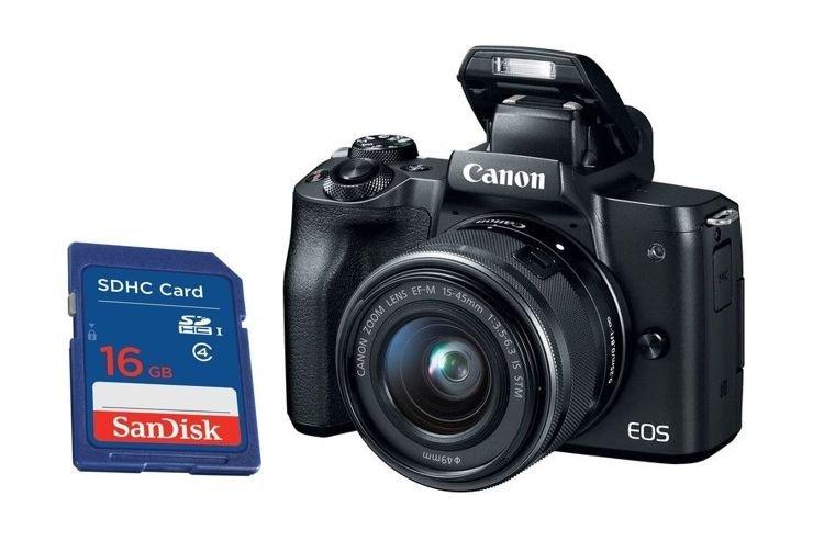 Canon EOS M50 Mirrorless Digital Camera With 1545mm IS STM Lens + Sandisk 16GB SHDC SD Memory