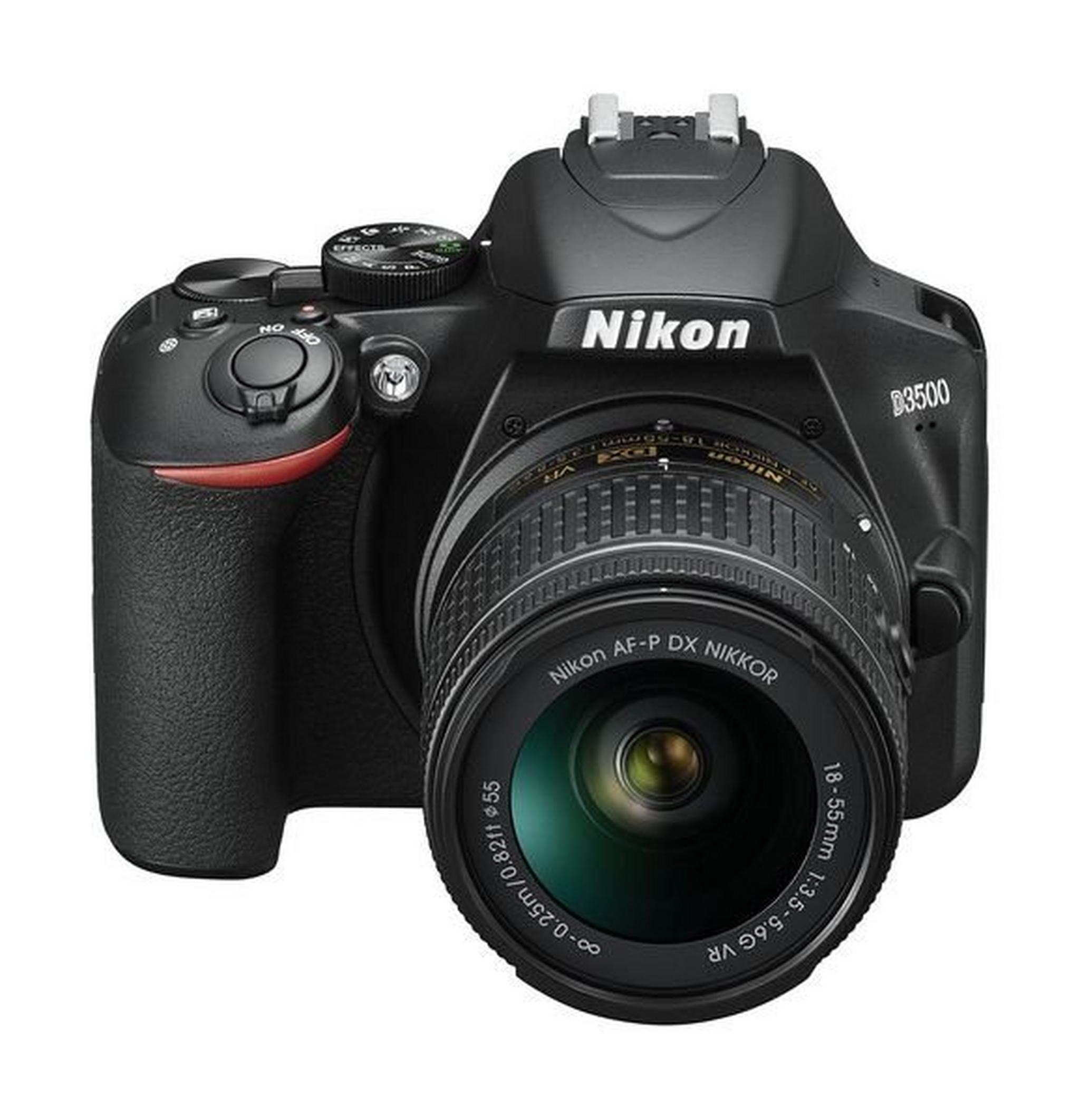 كاميرا نيكون  D3500  الرقمية بعدسة عاكسة DSLR +  عدسة 18-55 ملم - أسود