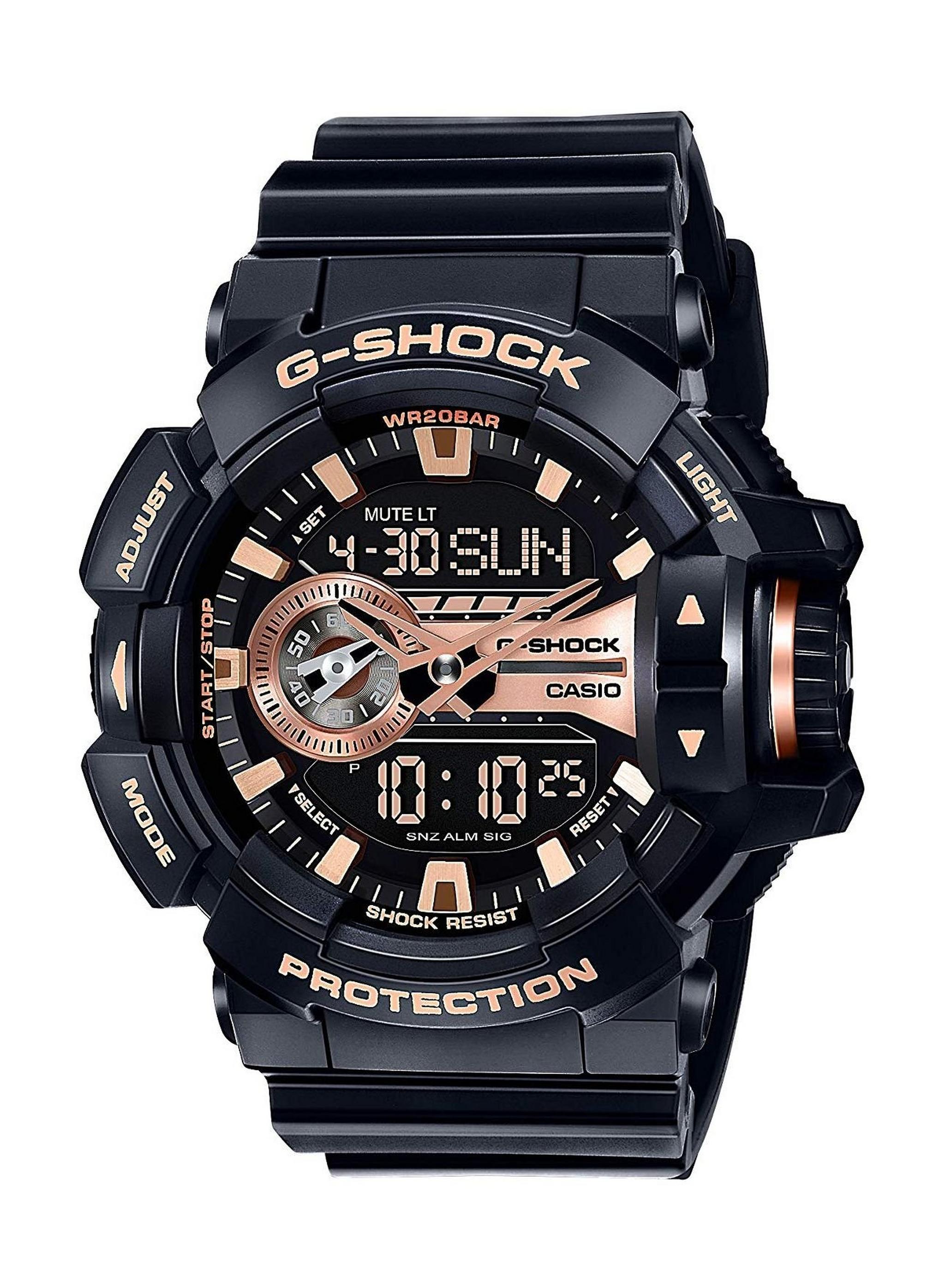 ساعة كاسيو جي-شوك الرياضية بسوار أسود للرجال (GA-400GB-1A4DR)