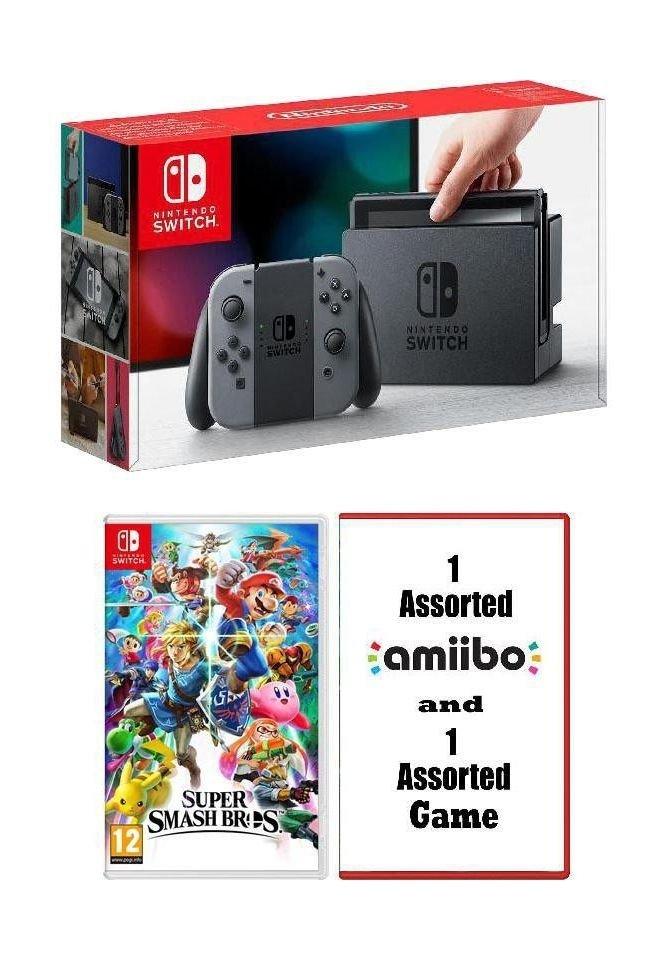 Nintendo Switch Console + Super Smash Bros Game + 1 Assorted Game + 1
