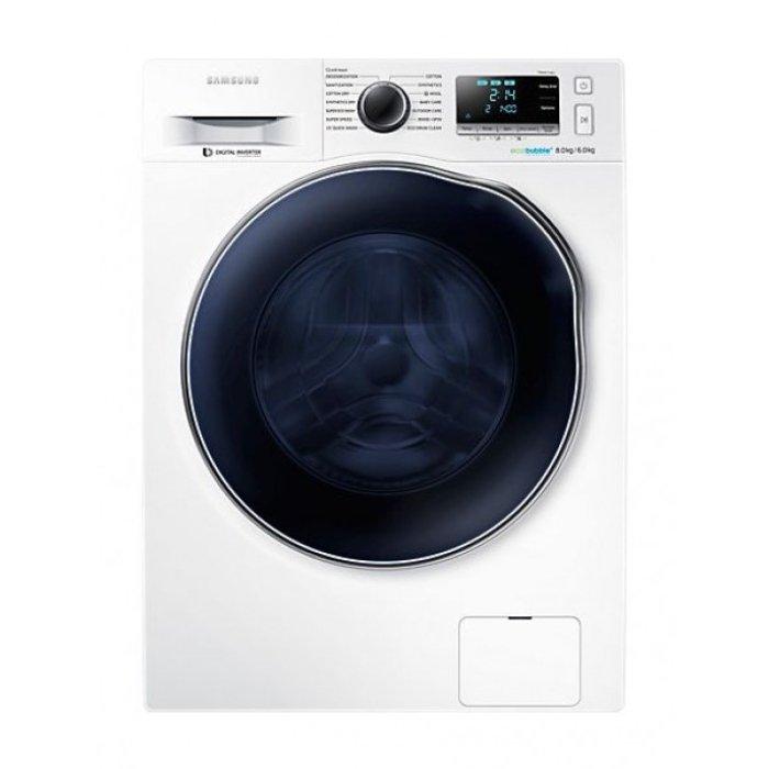 Samsung 7.5 / 6 Kg Front Load Washer / Dryer with Eco bubble – White  (WD80J6410AW)