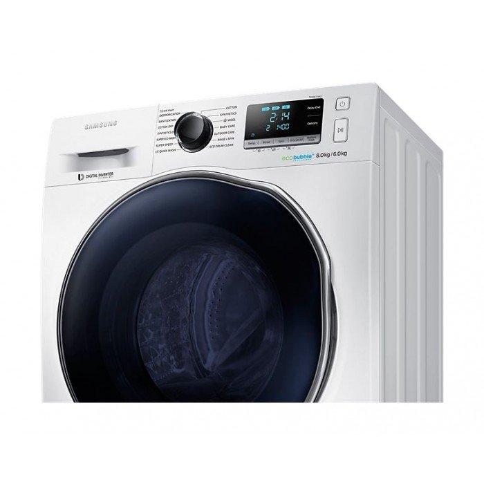 Samsung 7.5 / 6 Kg Front Load Washer / Dryer with Eco bubble – White  (WD80J6410AW)