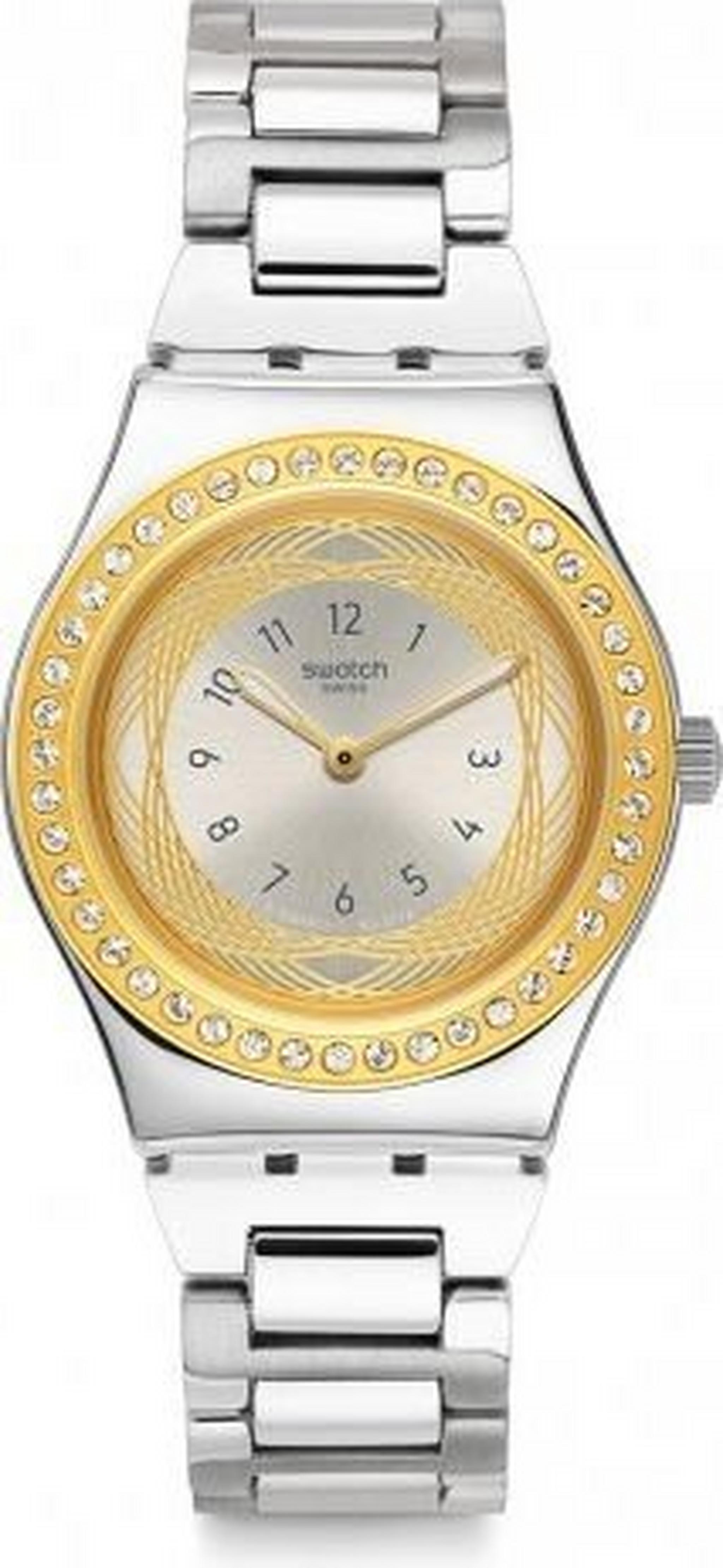 ساعة سواتش بعرض تناظري وحزام معدني للنساء - ٣٣ ملم - فضي (SWAYLS210G)