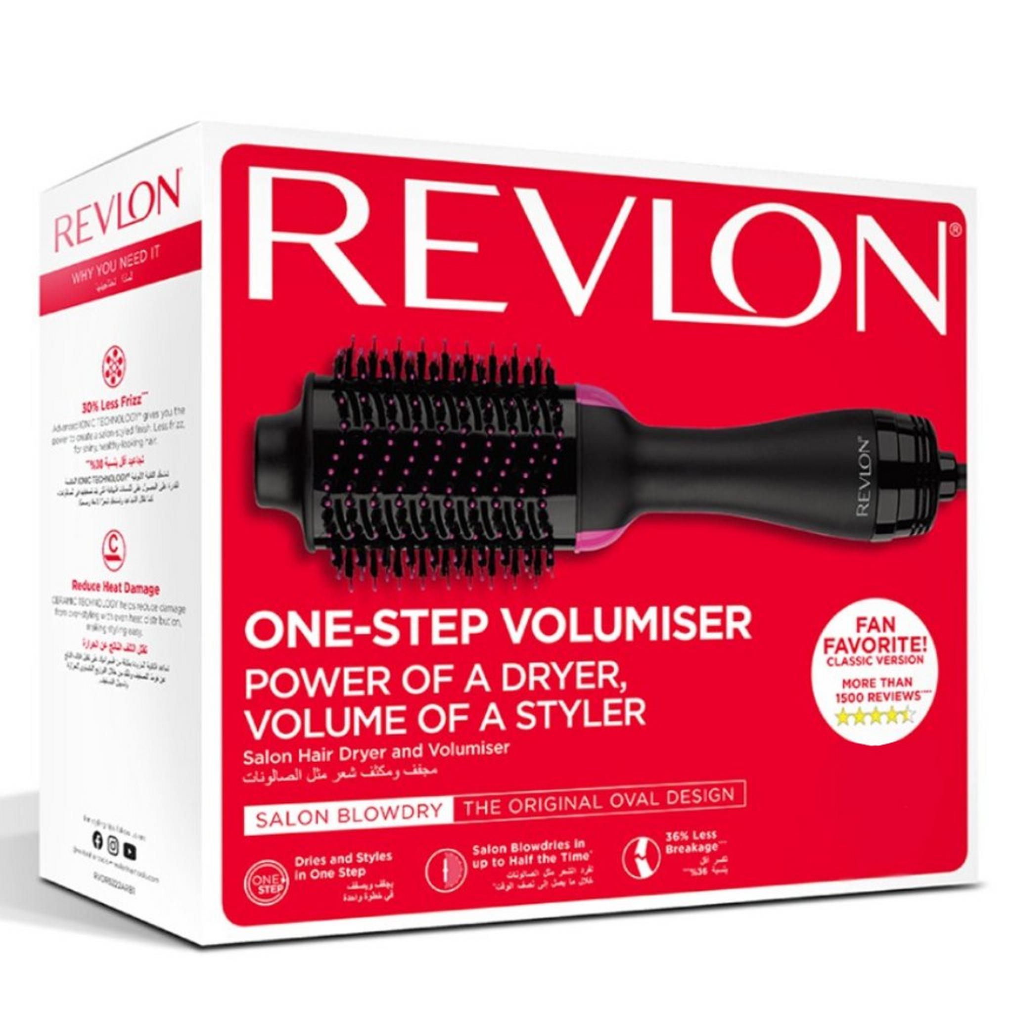Revlon Salon One-Step Hair Dryer and Volumizer, 1100 Watt, 2 Heat Settings, RVDR5222ARB - Black/Pink