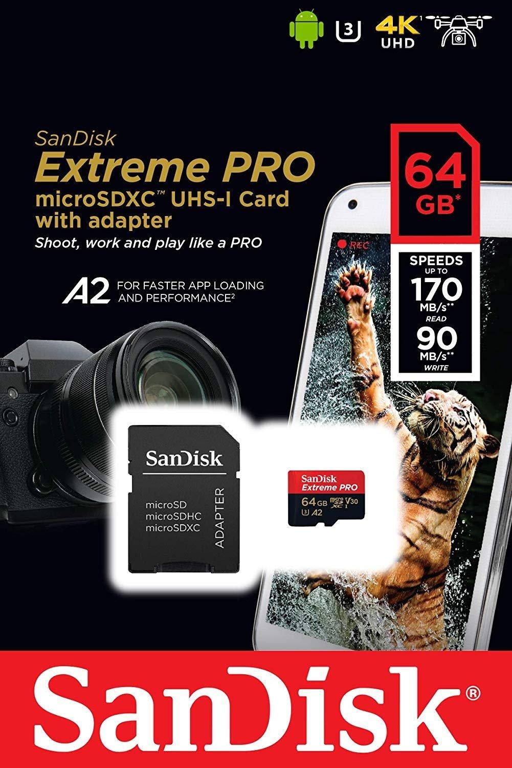 Sandisk Extreme Pro MicroSDHC 64GB Memory Card