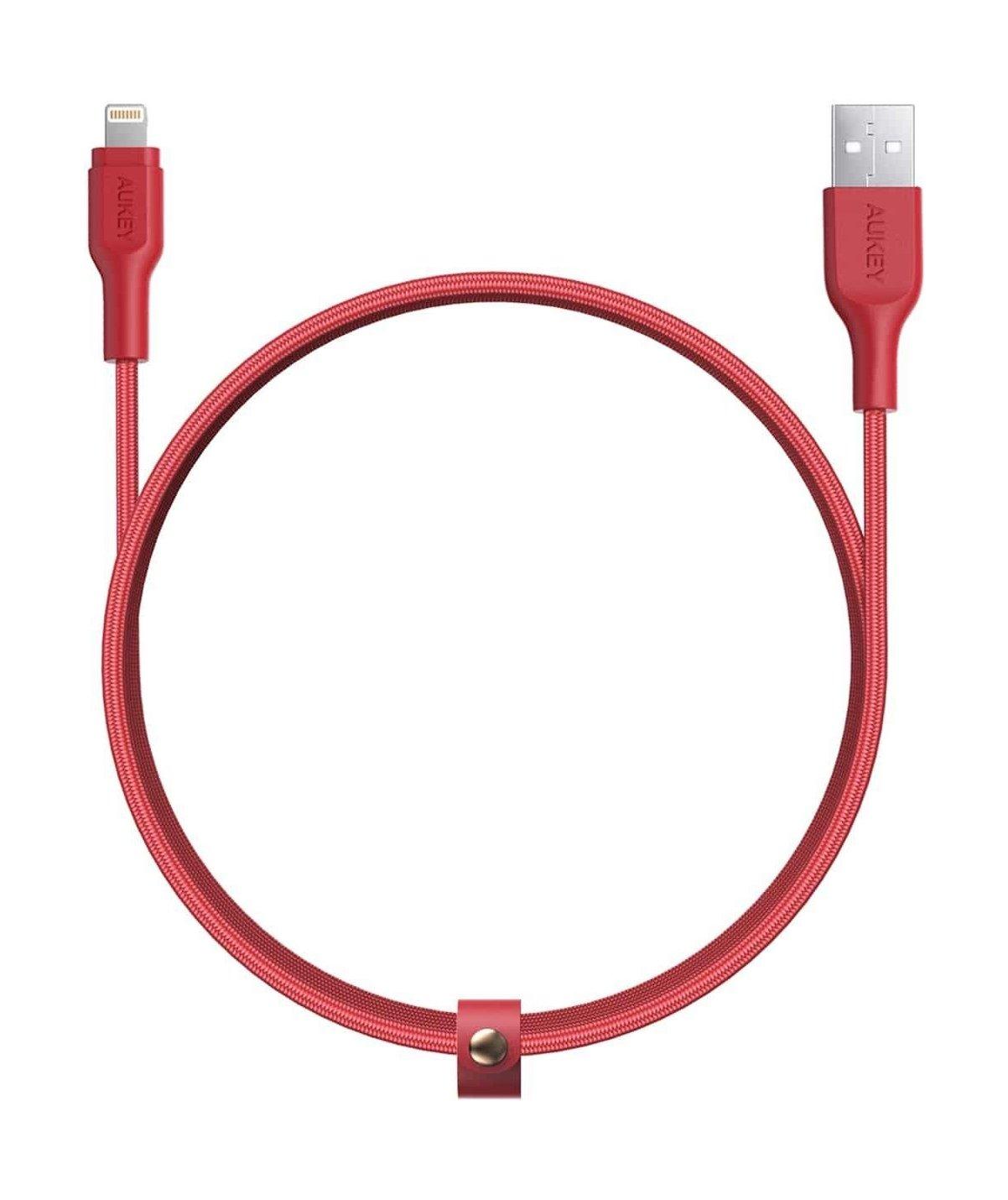 Aukey CBAL2 2Meter Braided Nylon MFI Apple Lightning Cable Red Price