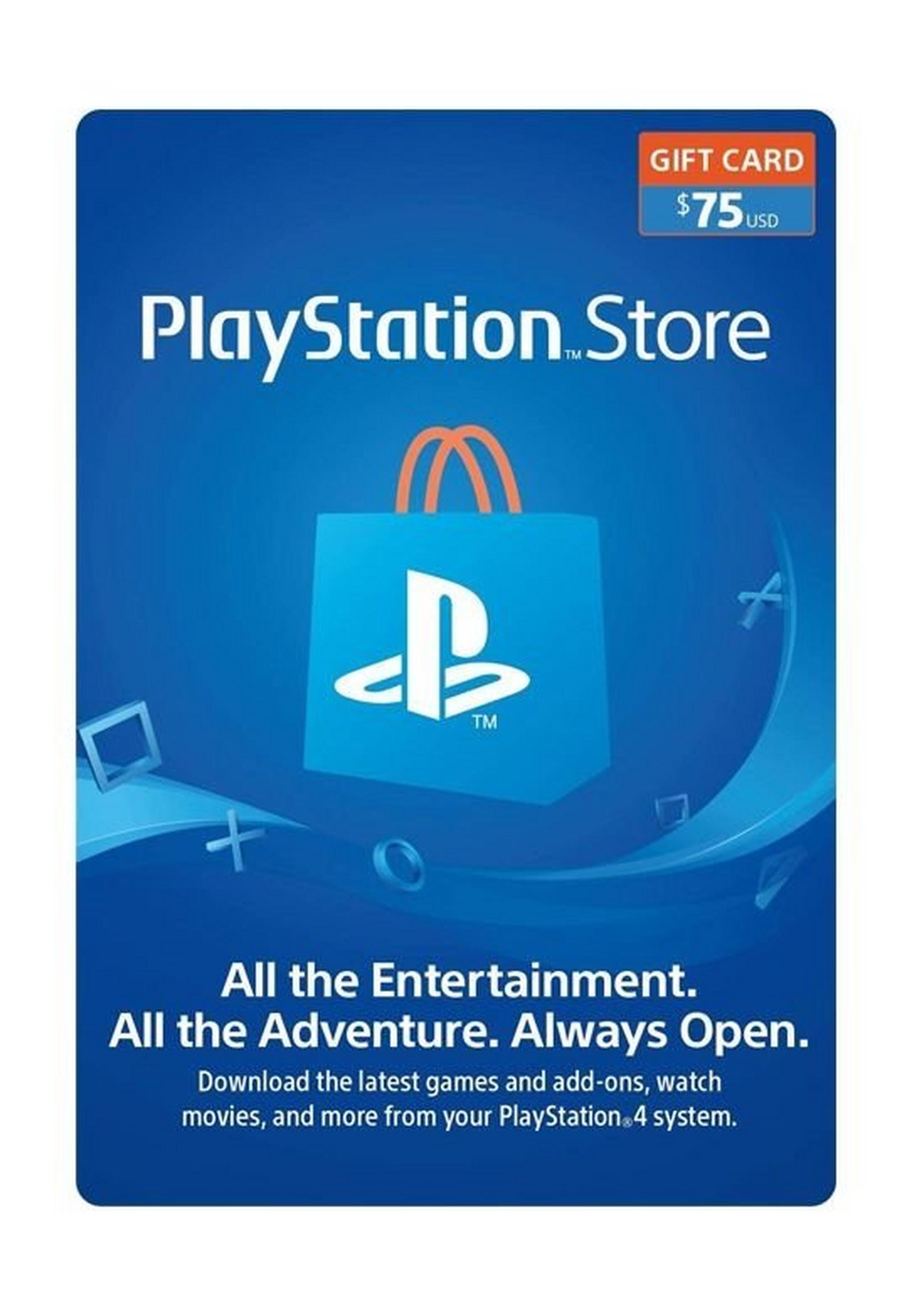 PlayStation Network Card - $75 (U.S. Account)
