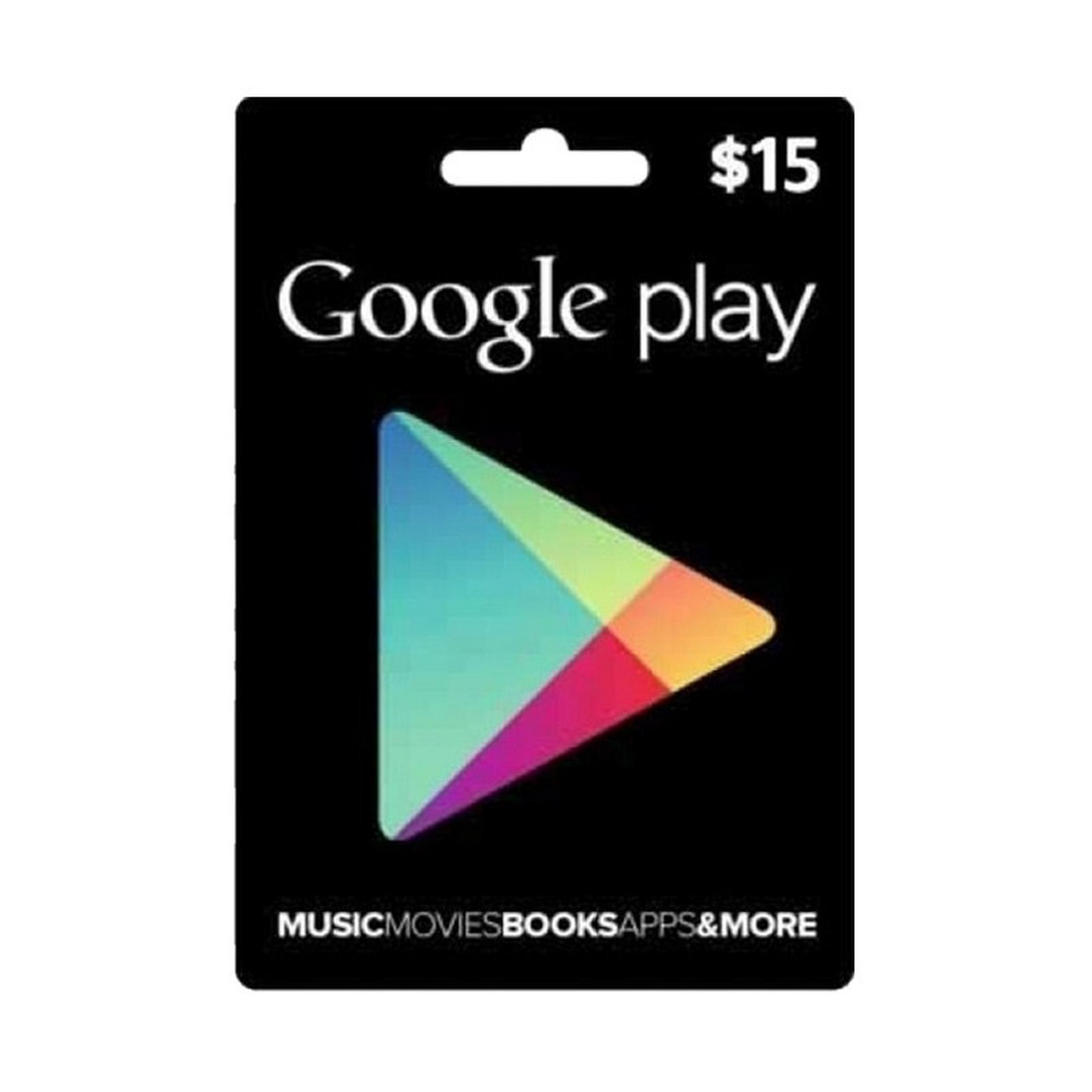 بطاقة جوجل بلاي الرقمية  - ١٥ دولار (حساب أمريكي)