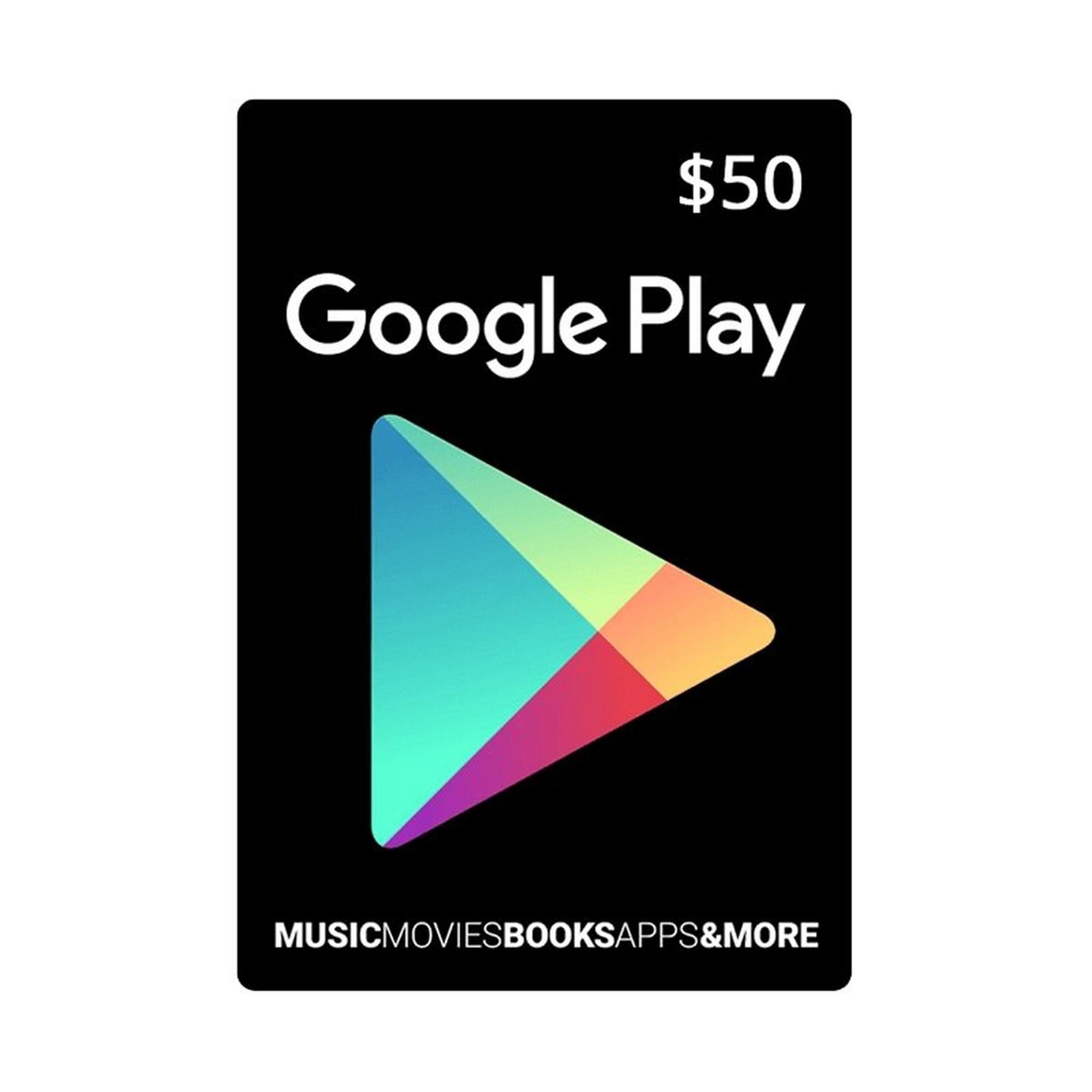 بطاقة جوجل بلاي الرقمية  - ٥٠ دولار (حساب أمريكي)