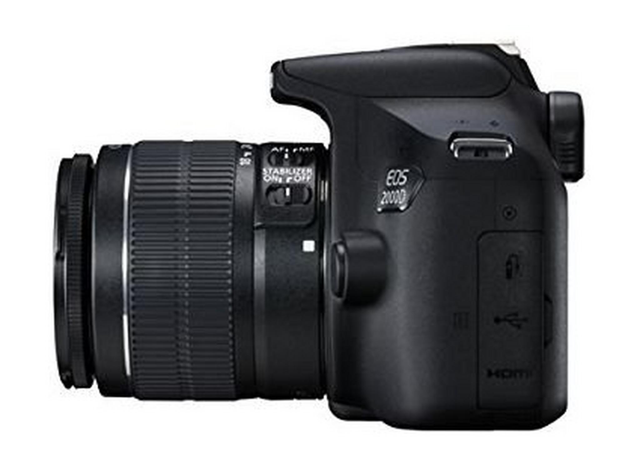 كاميرا كانون EOS 2000D  الرقمية بعدسة عاكسة DSLR + عدسة 55-18 ملم
