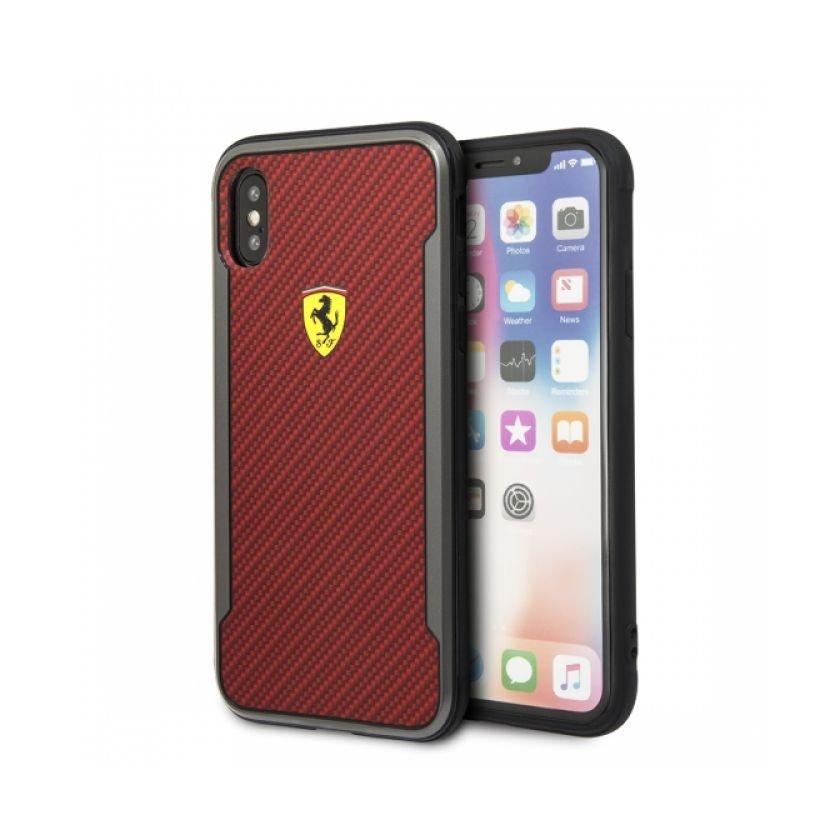 Ferrari Carbon Racing Shield Case for Apple iPhone XS - Red