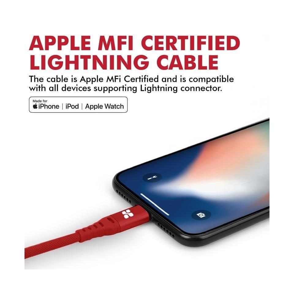 Promate 1.2 Meter Lightning Cable (NerveLink-i2) - Red