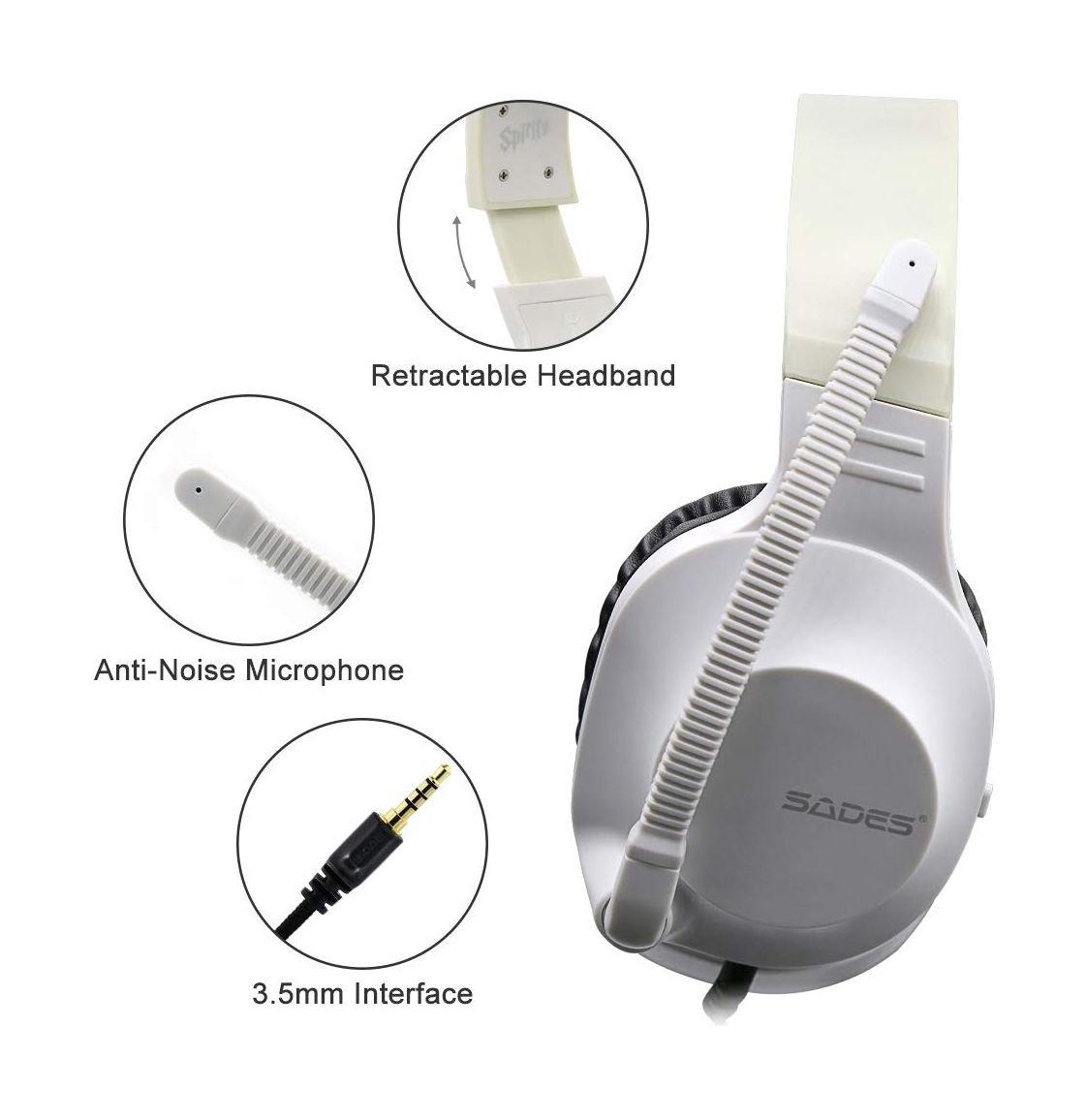 Sades Spirits Wired Gaming Headset - White