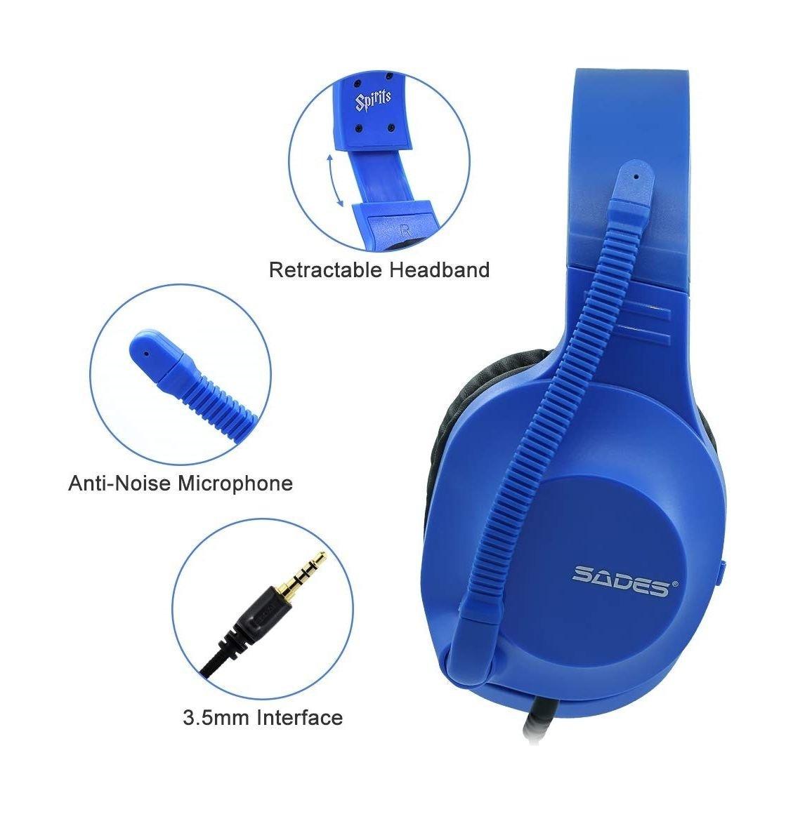 Sades Spirits Wired Gaming Headset - Blue