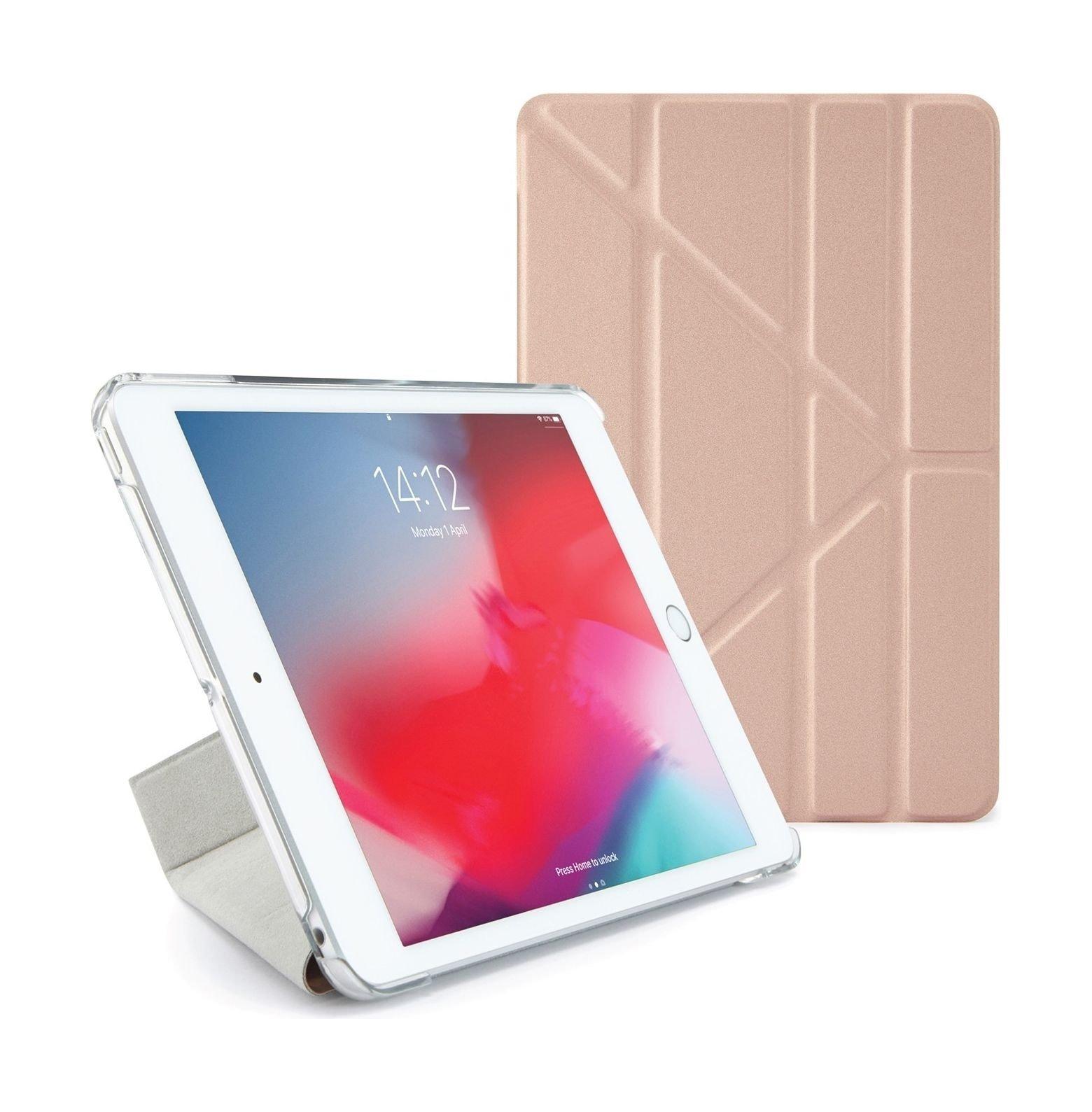Pipetto Origami Folding Case and Stand for Apple iPad mini 5 2019 - Rose Gold & Clear