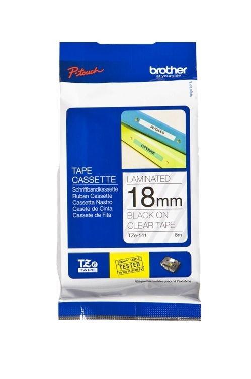Brother 18mm Laminated Label Tape Black On Clear (18TZ141)