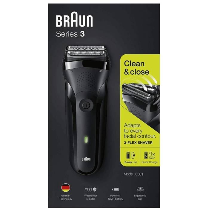 Braun 300s Series 3 Rechargeable Electric Razor Shaver for Men - Black
