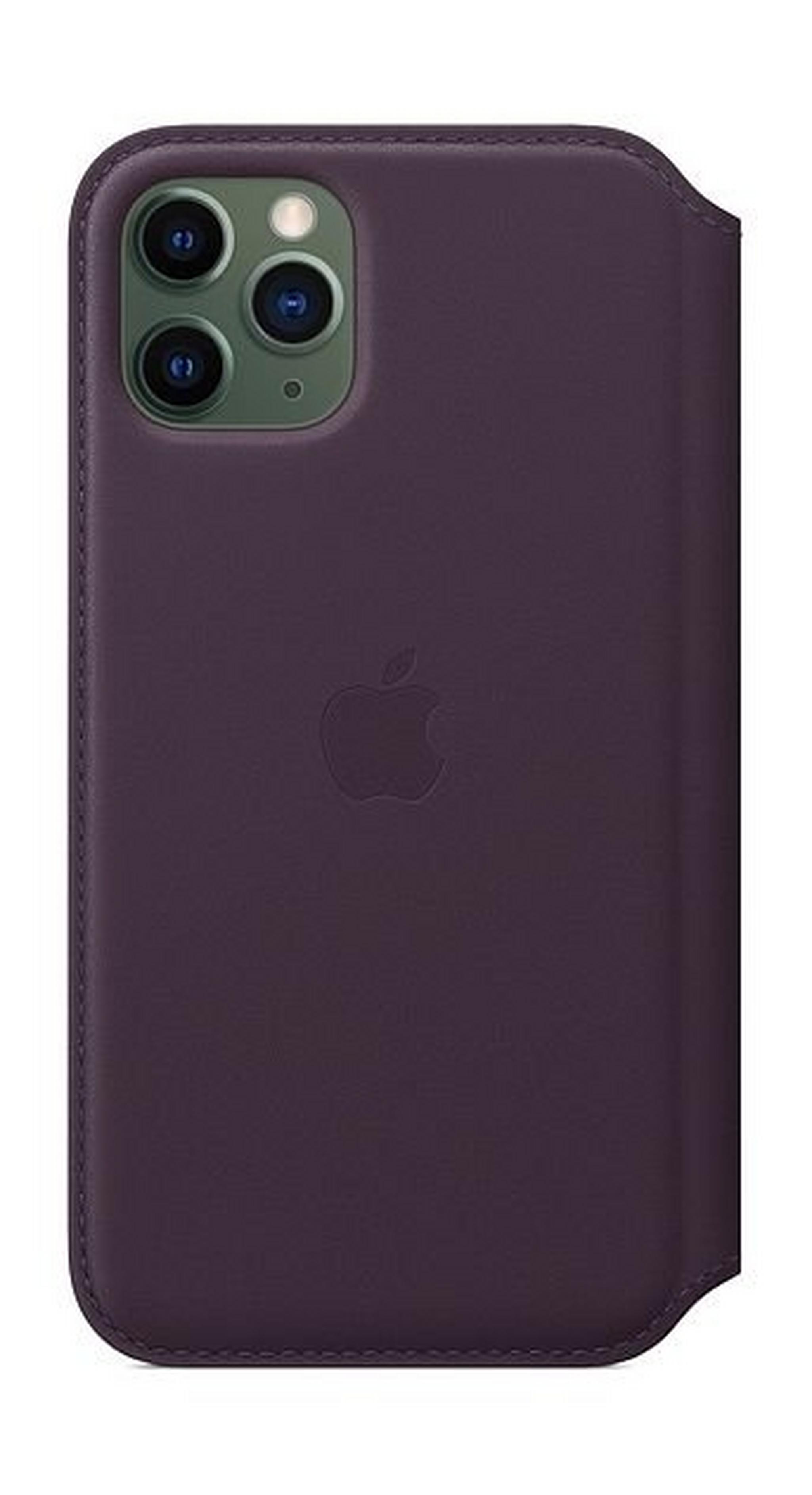 Apple iPhone 11 Pro Leather Folio Case - Aubergine