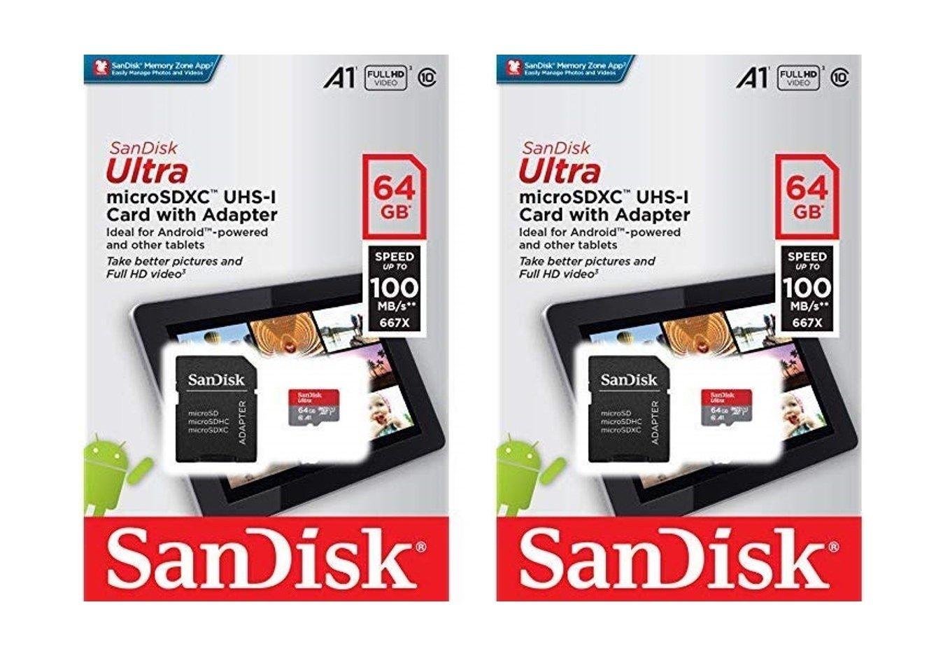 Sandisk Ultra MicroSDXC 64GB Memory Card - Pack of 2