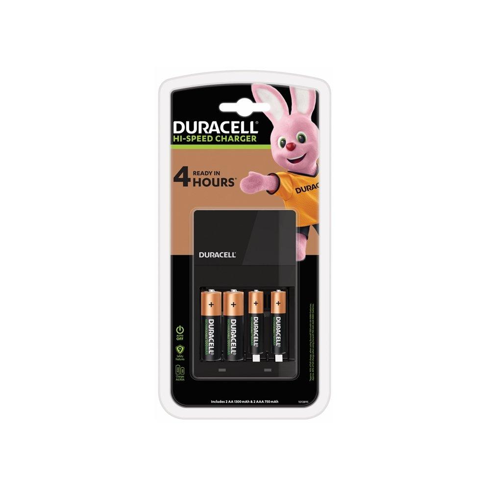 Duracell 4 Hours Battery Charger with 2 AA and 2 AAA, 37571 – Black 