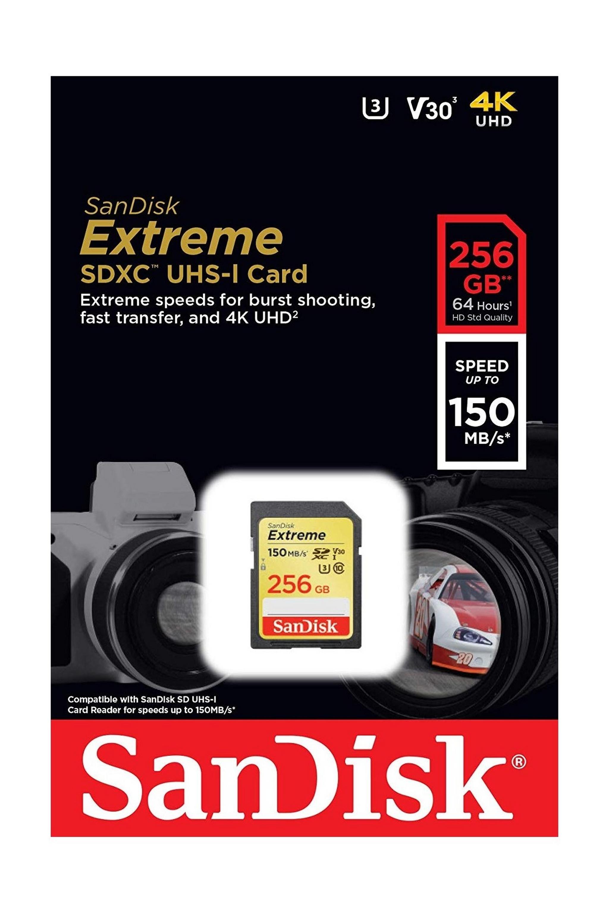 Sandisk 256GB UHS-I V30 SDXC Extreme Memory Card