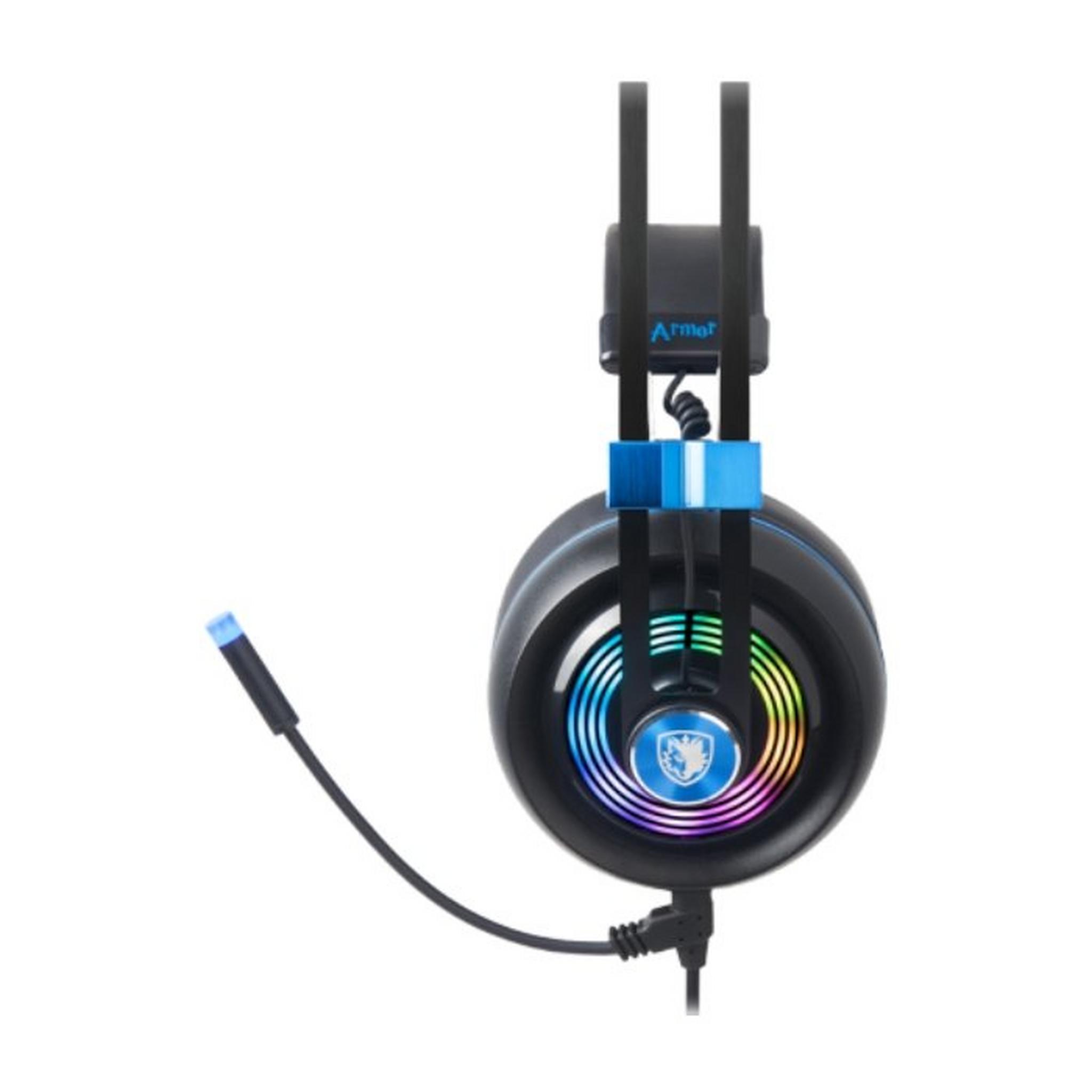 Sades Armor RGB Wired Gaming Headset - Black/Blue -SA-908