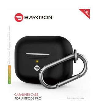 Buy Baykron airpods pro silicone case with carabiner - black in Kuwait