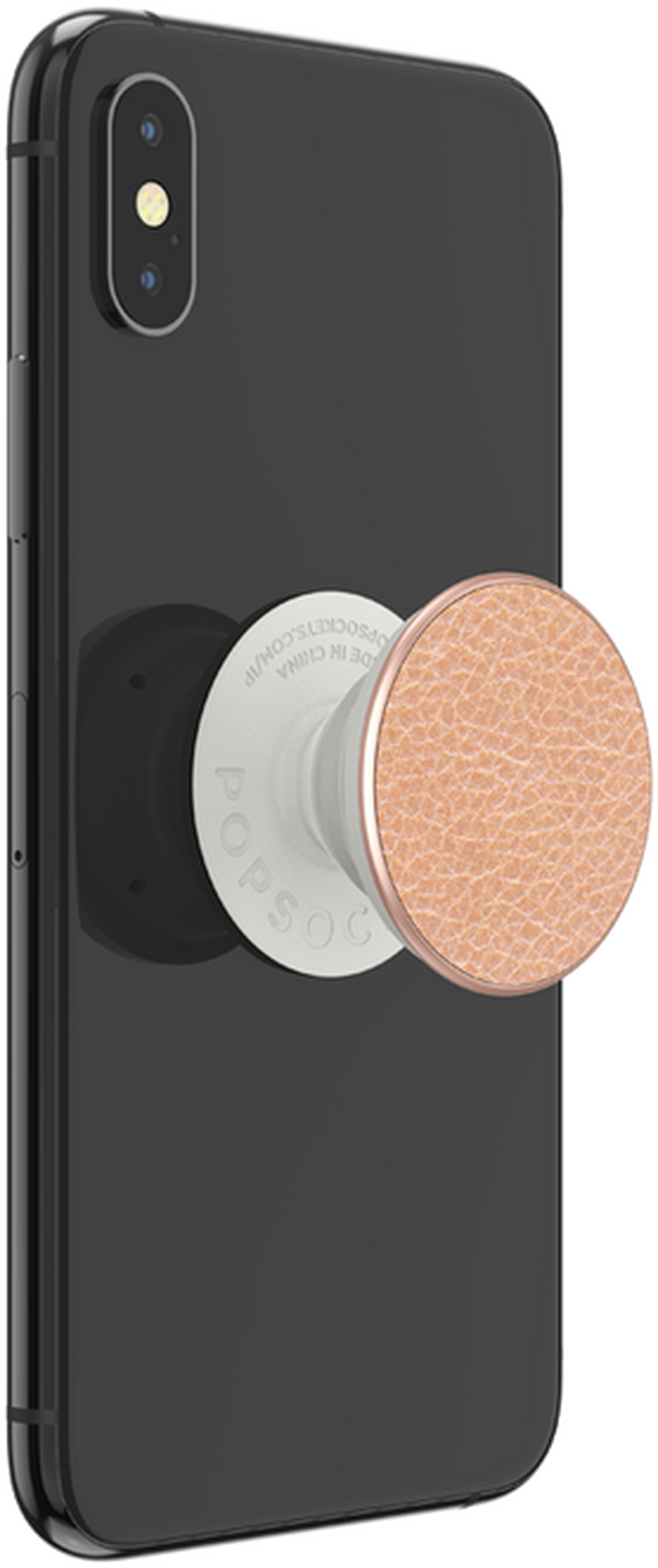 PopSockets Phone Stand and Grip (802437) – Vegan Leather Pebbled Rose Gold