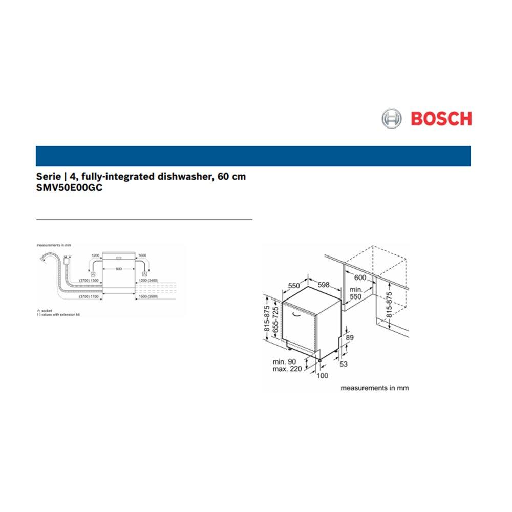 Bosch Built-In 60cm Dishwasher - Black (SMV50E00GC)