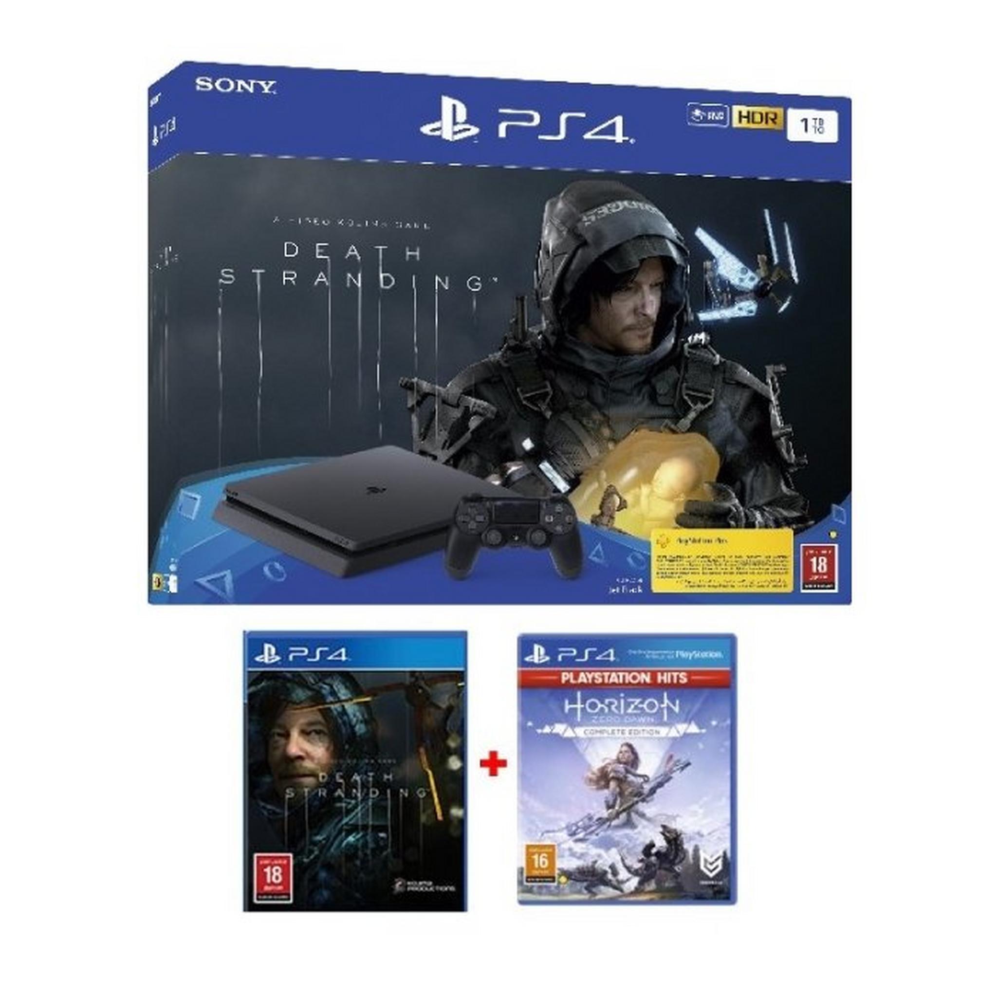 Sony PlayStation 4 Slim 1TB Console + Death Stranding & Horizon Zero Dawn Complete Edition Games