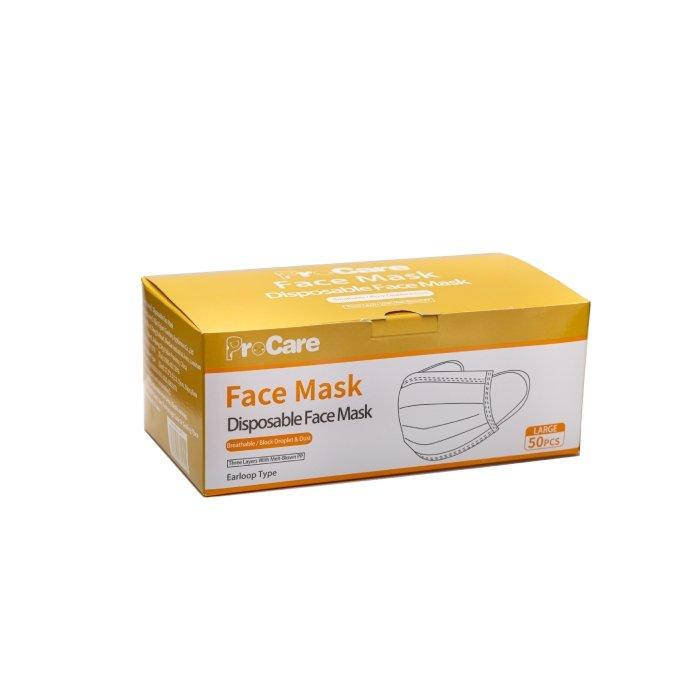 Procare 3Ply Single Use Face Mask 50pcs