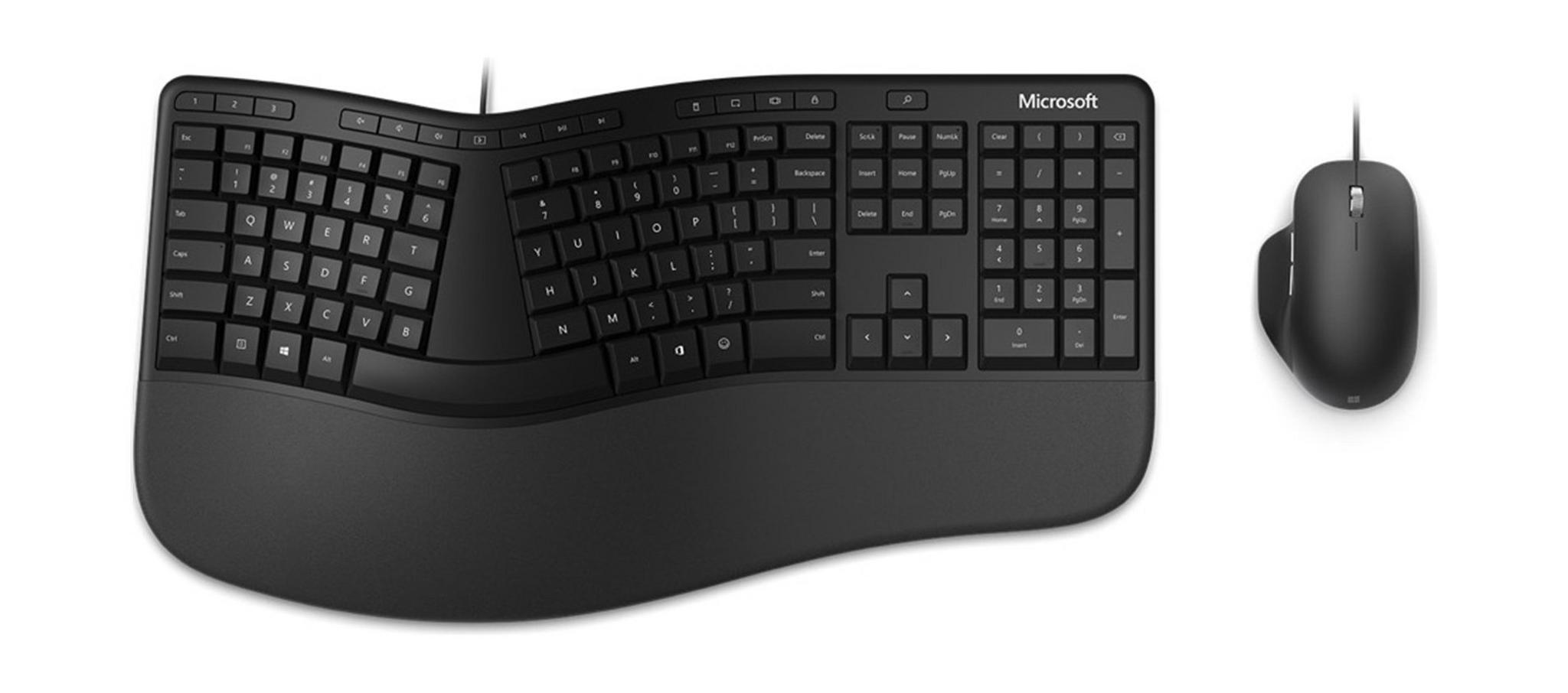 Microsoft Ergonomic Wired USB Desktop Keyboard & Mouse - Black