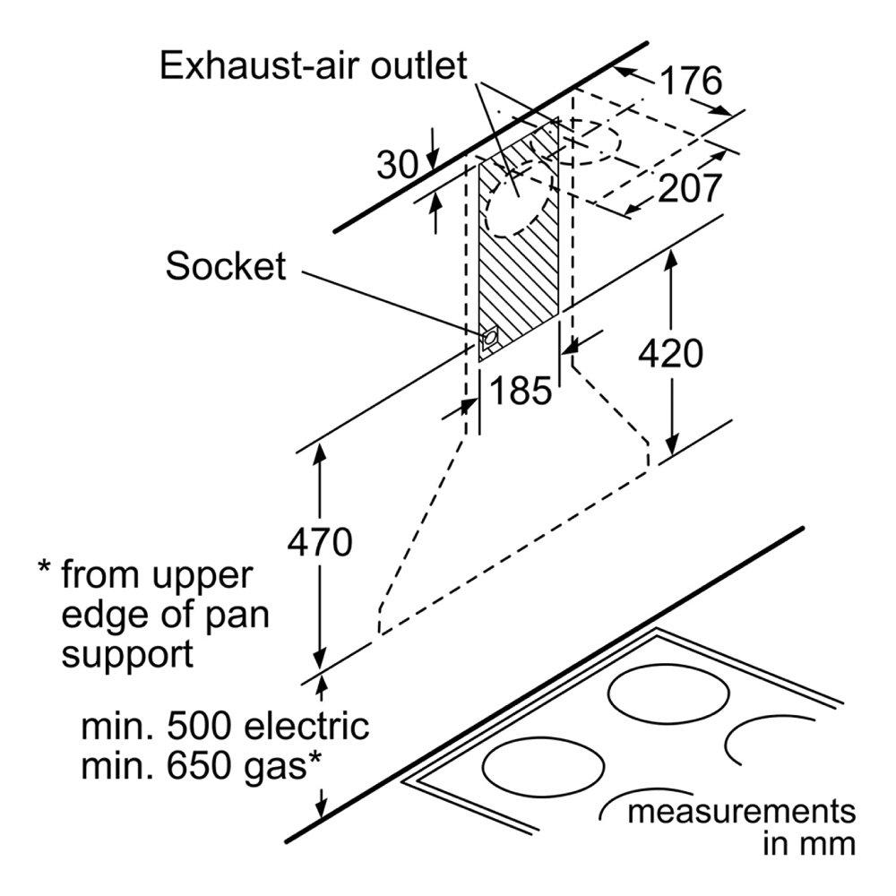 شفاط مدخنة بوش 60 سم - ستانلس ستيل (DWP64CC50M)