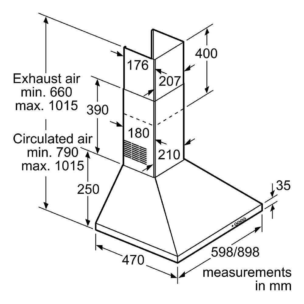 شفاط مدخنة بوش 60 سم - ستانلس ستيل (DWP64CC50M)