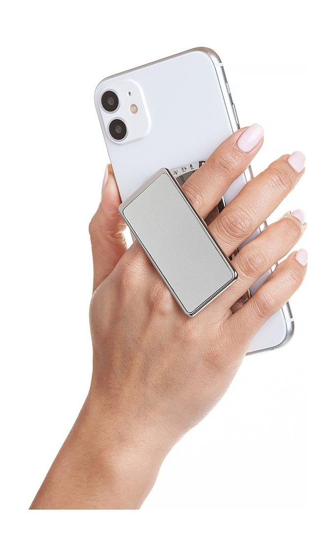 حامل يدوي للهاتف الذكي صلب مطلي من هاندل ستيك – فضي