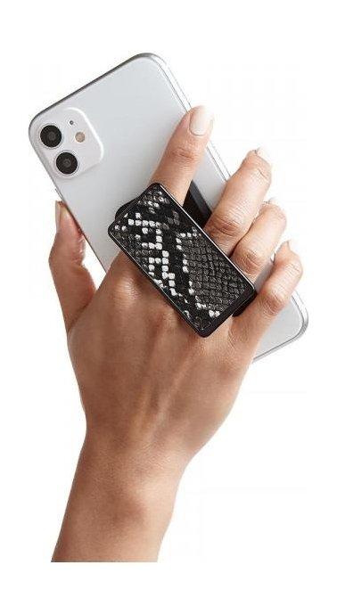 حامل يدوي للهاتف الذكي من هاندل ستيك على شكل جلد الحيوان- أسود\أبيض