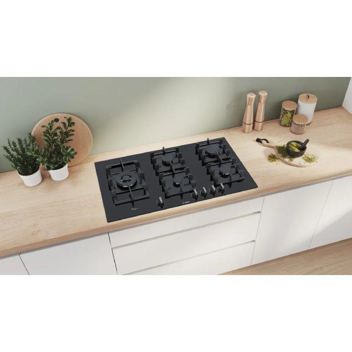 Bosch 90CM Hard Glass Built-In Gas Cooking Hob, PPS9A6B90M - Stainless Steel