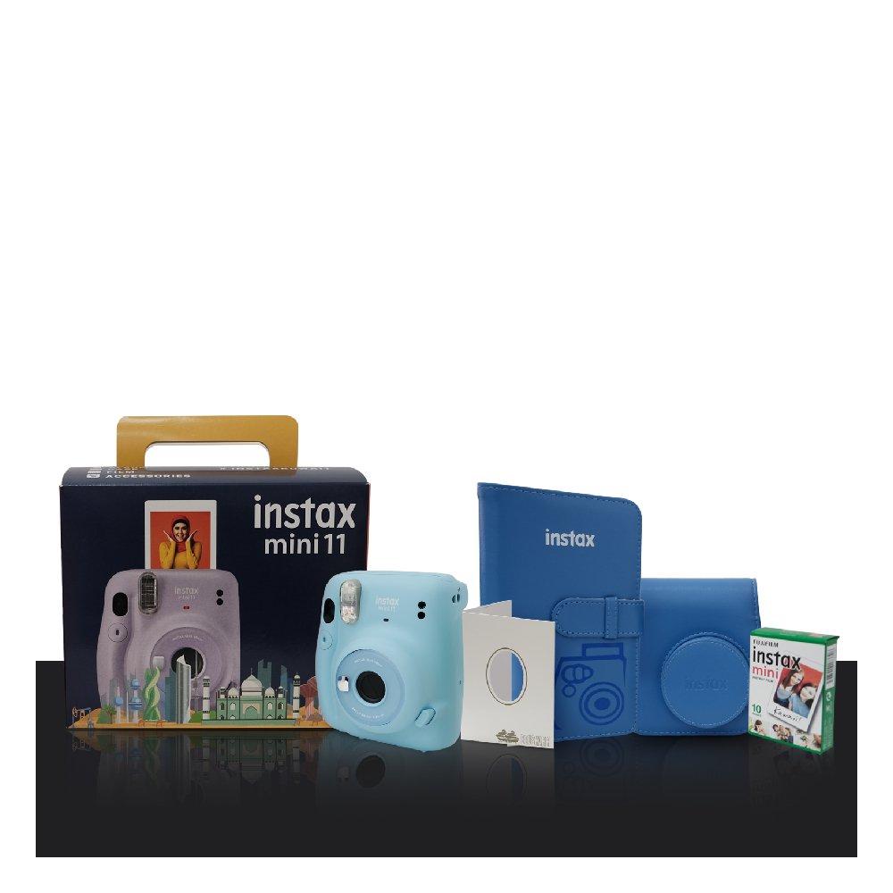 باقة كاميرا فوجي فيلم إنستاكس ميني 11 الفورية + اكسسوارات  – أزرق