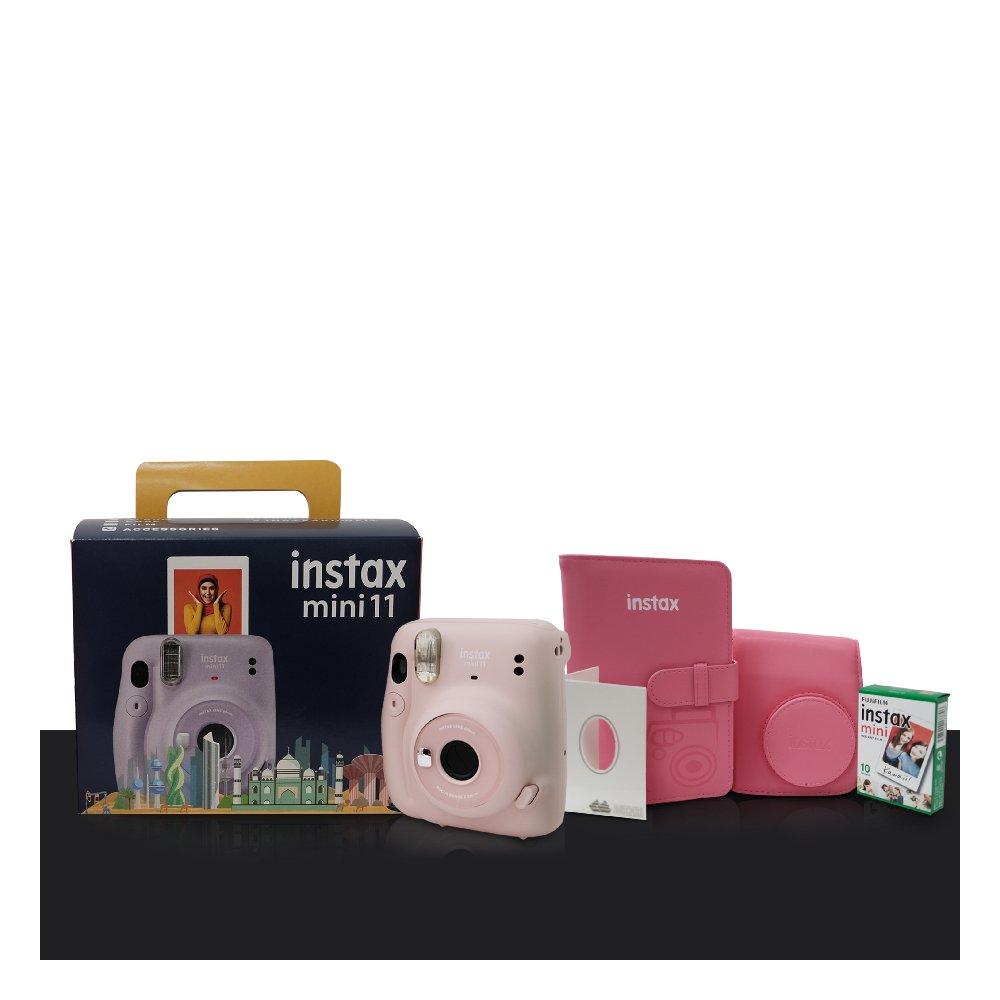باقة كاميرا فوجي فيلم إنستاكس ميني 11 الفورية + اكسسوارات  – وردي