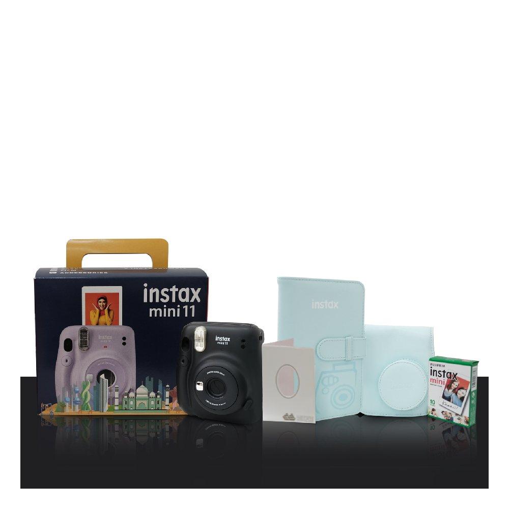 باقة كاميرا فوجي فيلم إنستاكس ميني 11 الفورية + اكسسوارات  – رمادي