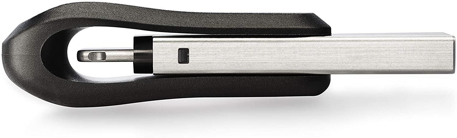 فلاش درايف جو للآيفون و الآيباد بسعة 128 جيجابايت من سانديسك آي إكسباند - فضي/أسود