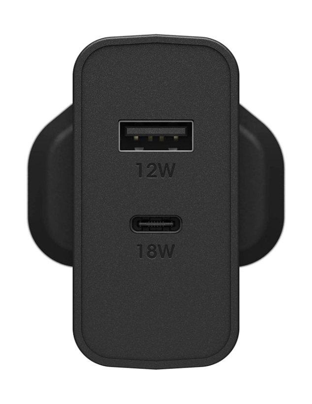 OtterBox UK Wall Charger 30W - USB C 18W + USB A 12W USB-PD