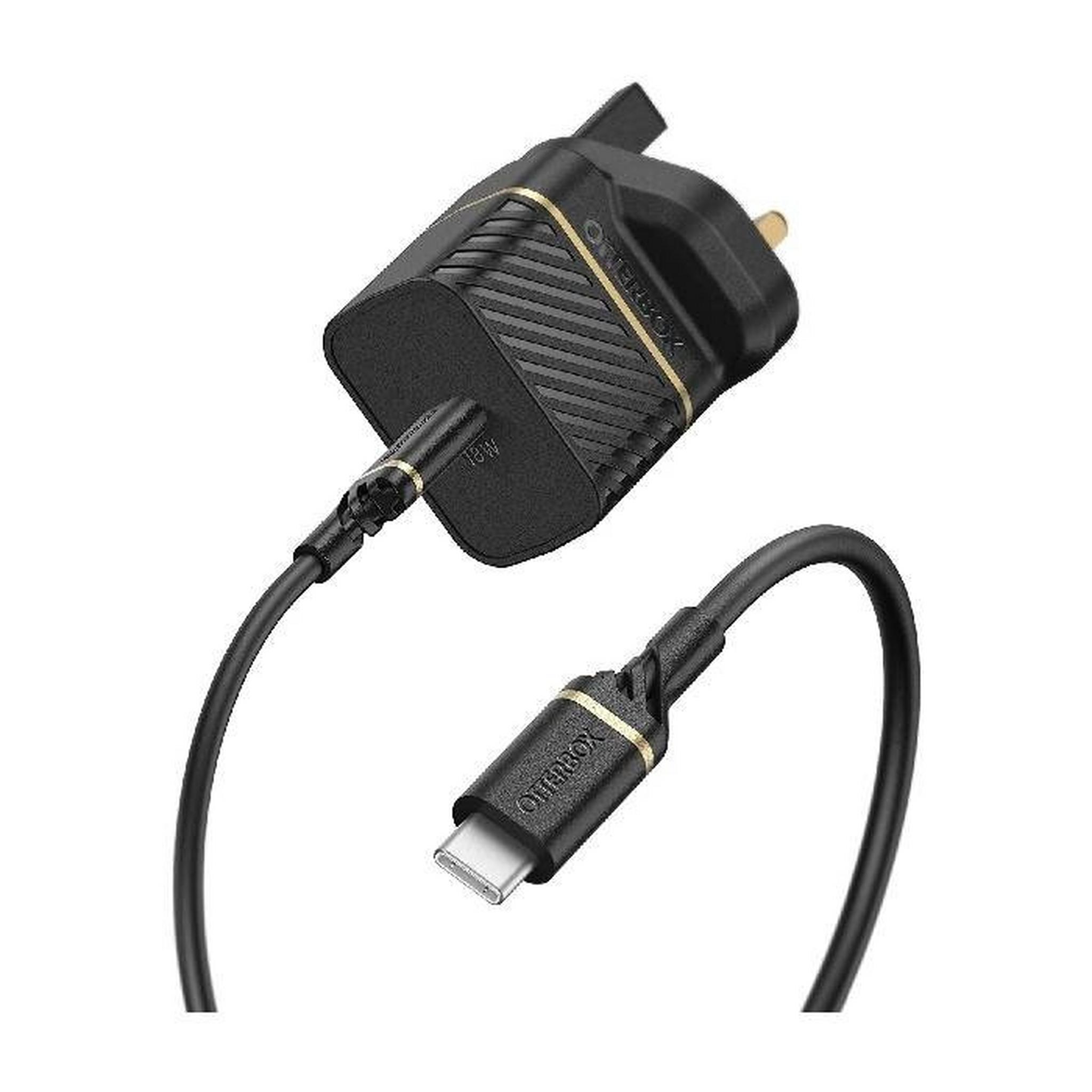 OtterBox UK Wall Charger Bundle USB-C 18W - USB-PD + Cable C-Lightning 1M - Black