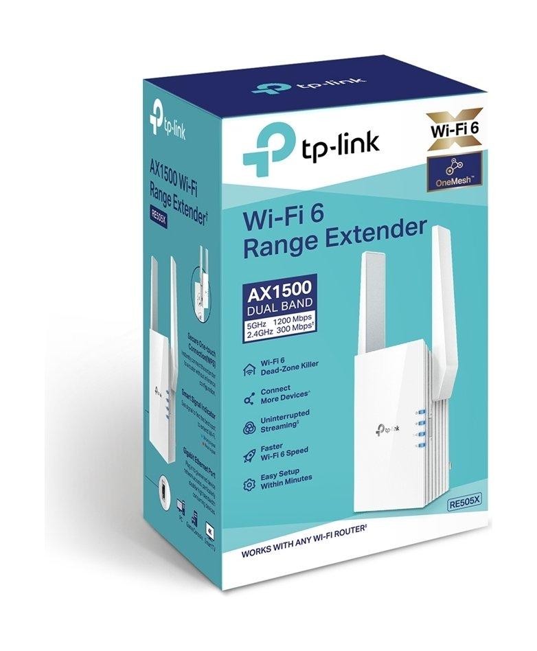 موسع نطاق من تي بي-لينك، واي فاي 6، مزدوج النطاق، RE505X - أبيض