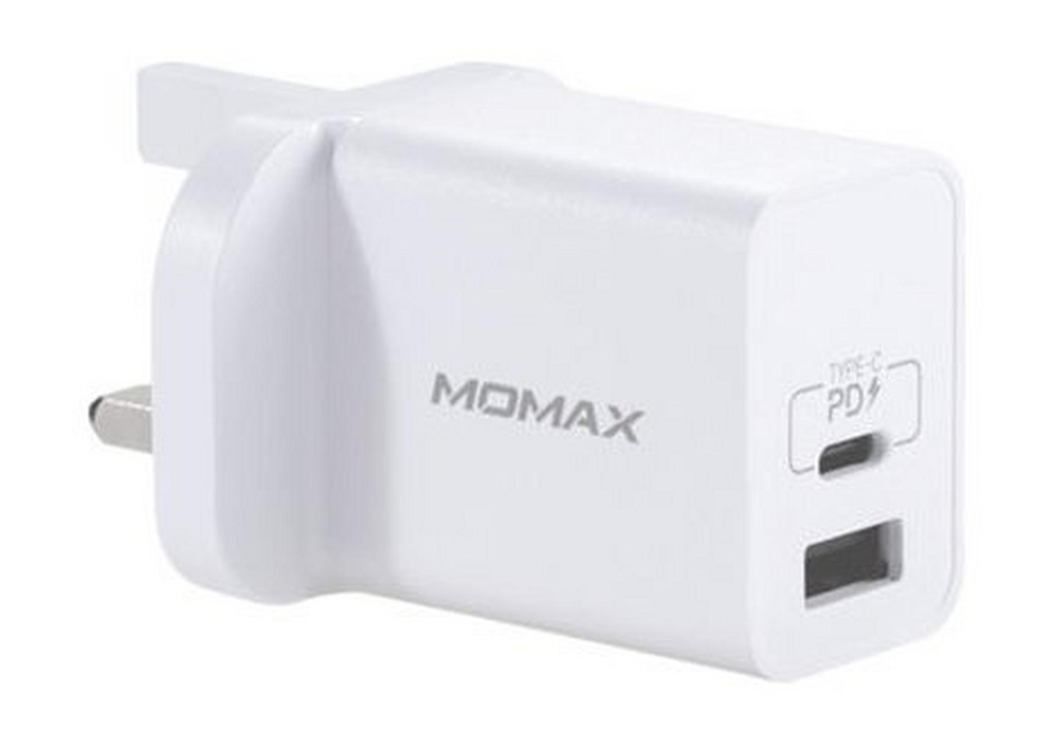 Momax One Plug 2 Ports PD + QC 3.0 USB Fast Charger (UM13UKW) - White