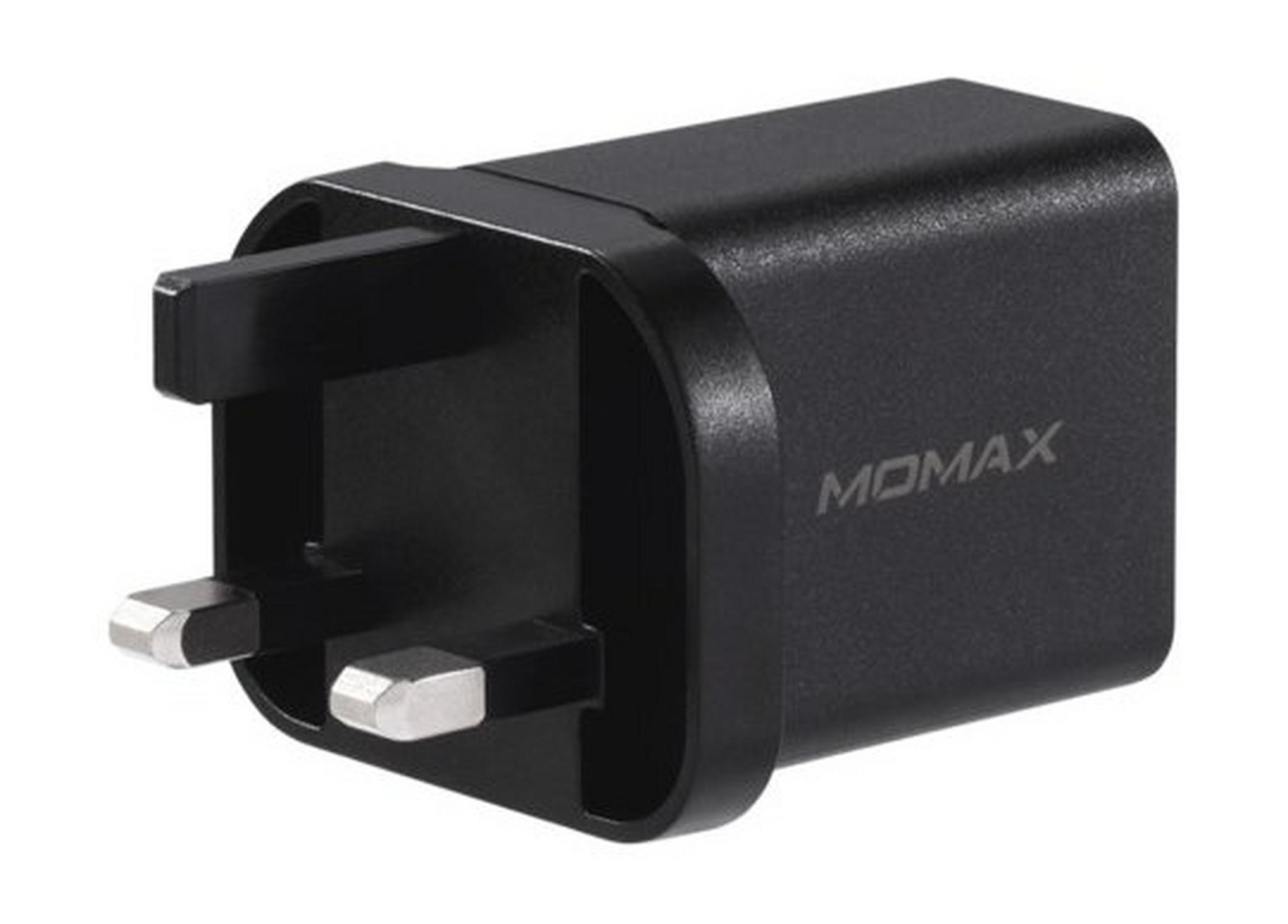 Momax One Plug 2 Ports PD + QC 3.0 USB Fast Charger (UM13UKD) - Black