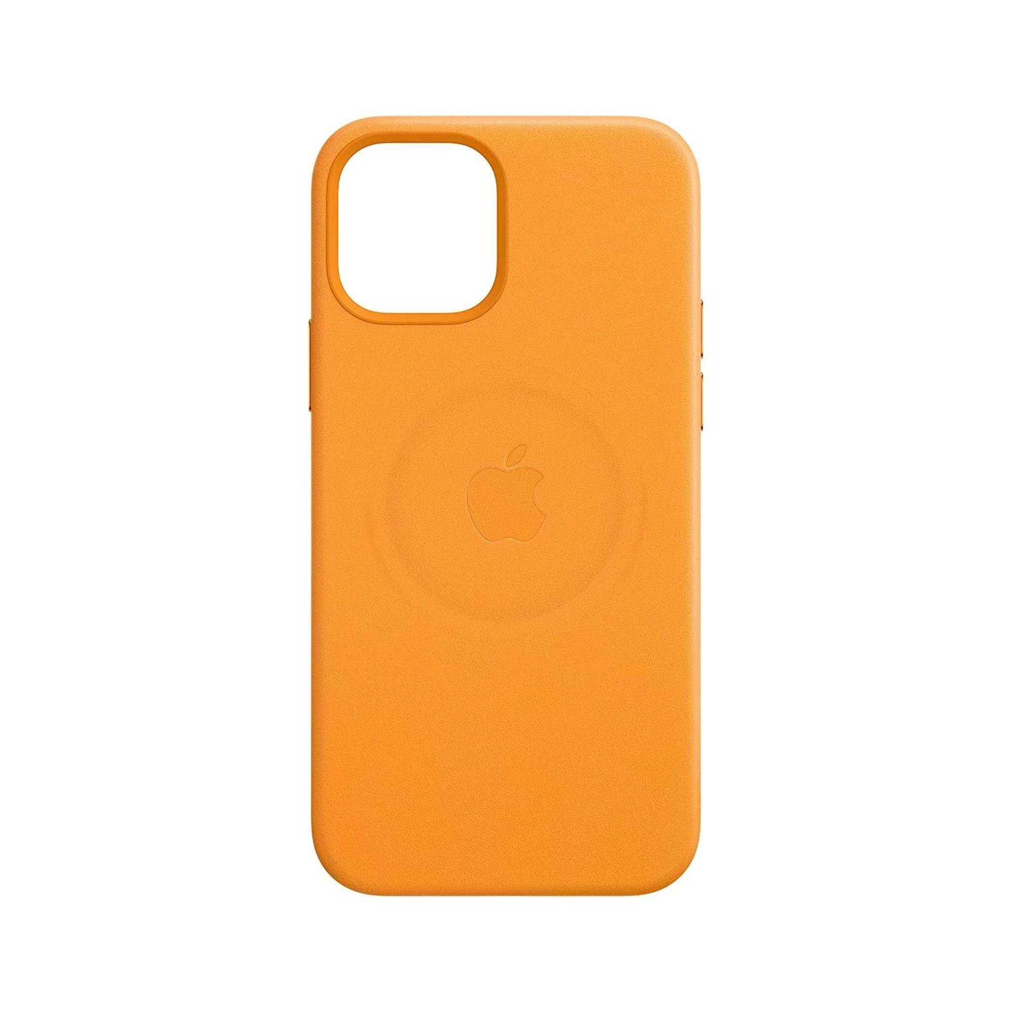 غطاء الحماية ماج سيف جلد لهاتف أبل آيفون 12 ميني - برتقالي