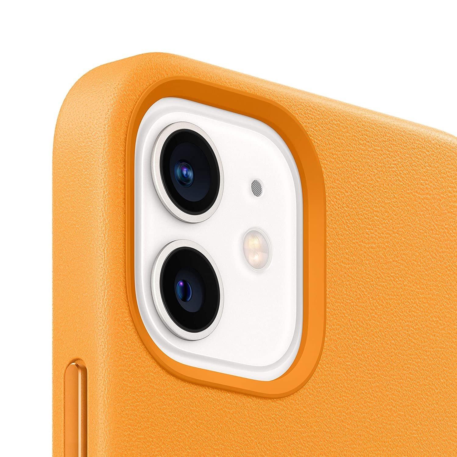 غطاء الحماية ماج سيف جلد لهاتف أبل آيفون 12 ميني - برتقالي