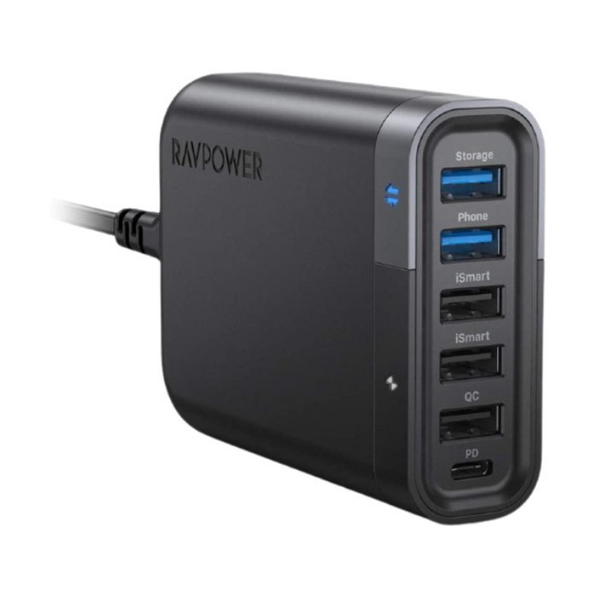 RAVPower RP-UM002 6-Port USB Charger Filehub UK 60W USB-C